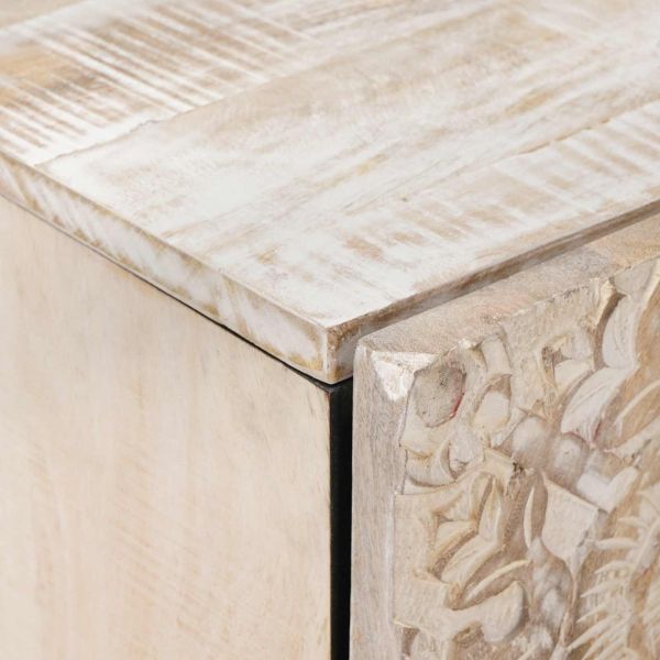 Шкаф за баня Бяло 38 x 33,5 x 58 см Солидно мангово дърво