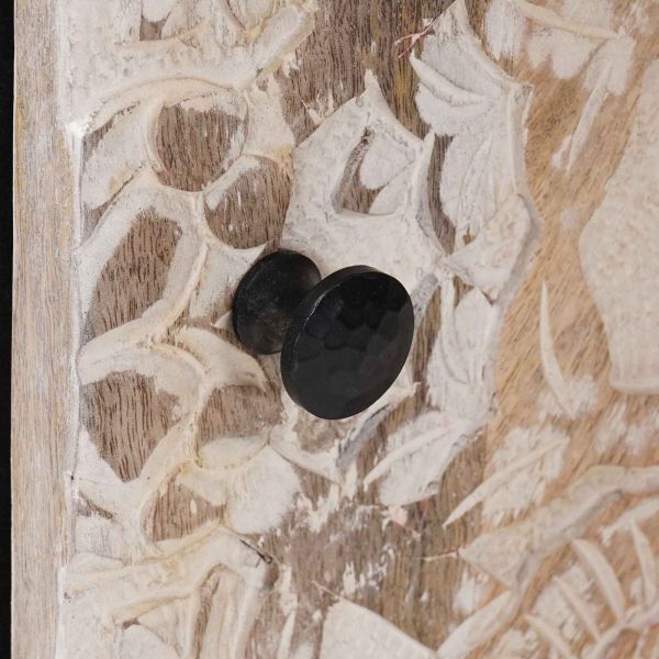 Шкаф за баня Бяло 38 x 33,5 x 58 см Солидно мангово дърво