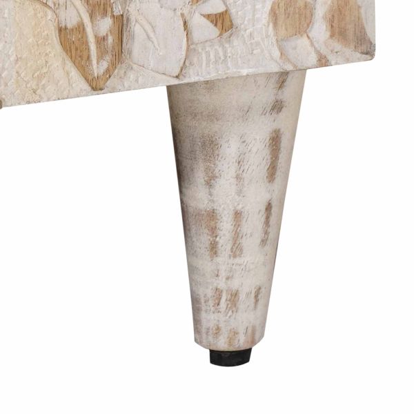 Шкаф за баня Бяло 38 x 33,5 x 58 см Солидно мангово дърво