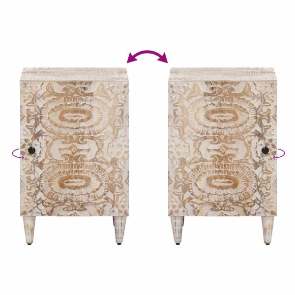 Шкаф за баня Бяло 38 x 33,5 x 58 см Солидно мангово дърво