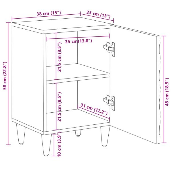 Шкаф за баня Бяло 38 x 33,5 x 58 см Солидно мангово дърво