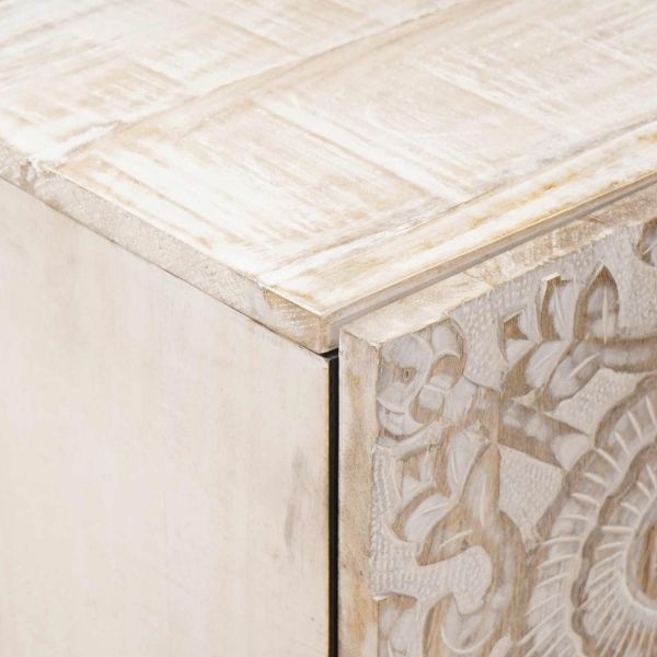 Служебен шкаф Бяло 40 x 33,5 x 75 см Солидно мангово дърво