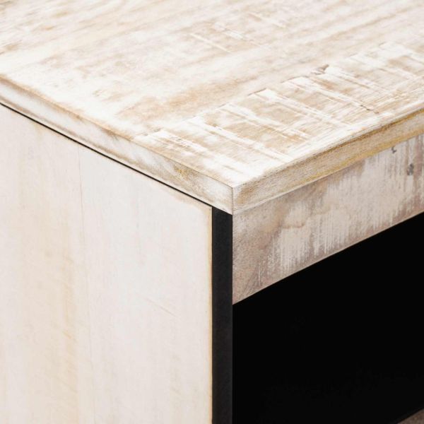 Служебен шкаф Бяло 60 x 33,5 x 75 см Солидно мангово дърво