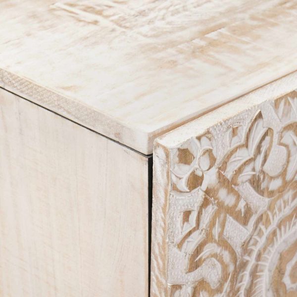 Служебен шкаф Бяло 60 x 33,5 x 75 см Солидно мангово дърво