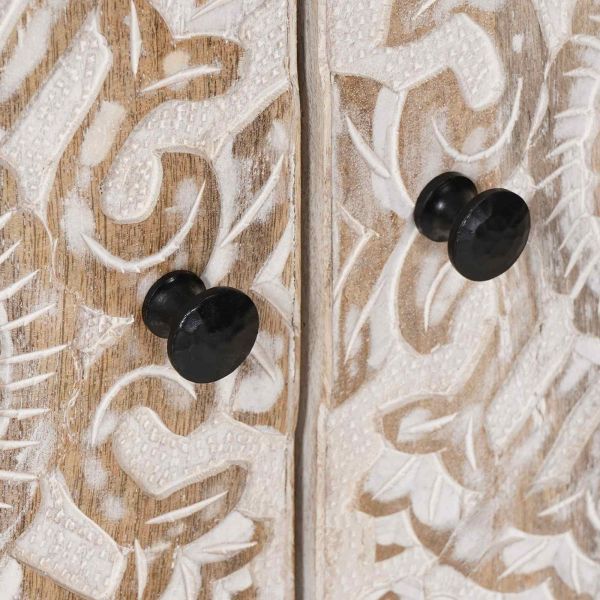 Служебен шкаф Бяло 60 x 33,5 x 75 см Солидно мангово дърво