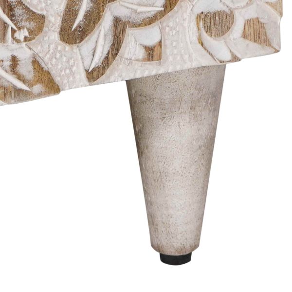 Служебен шкаф Бяло 60 x 33,5 x 75 см Солидно мангово дърво