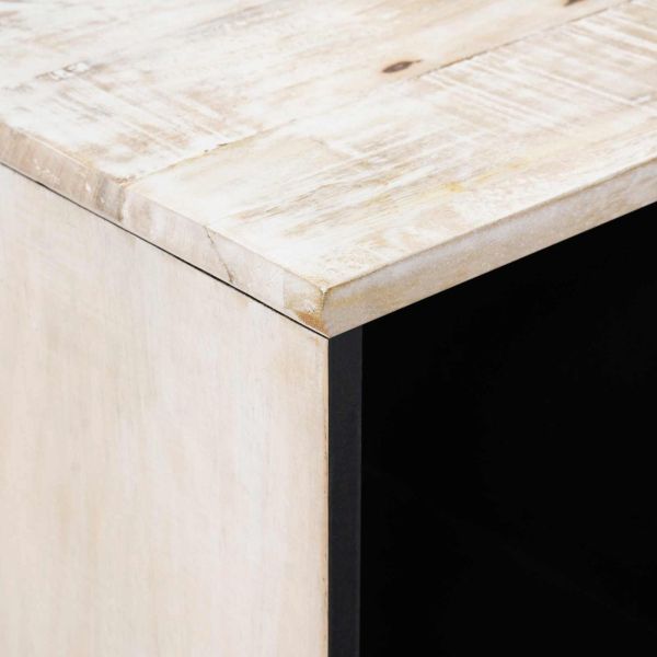 Служебен шкаф Бяло 80 x 33,5 x 75 см Солидно мангово дърво