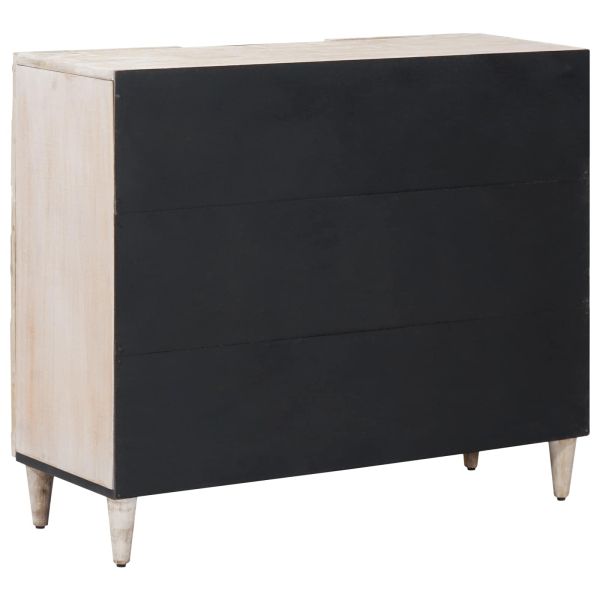 Служебен шкаф Бяло 90 x 33,5 x 75 см Солидно мангово дърво