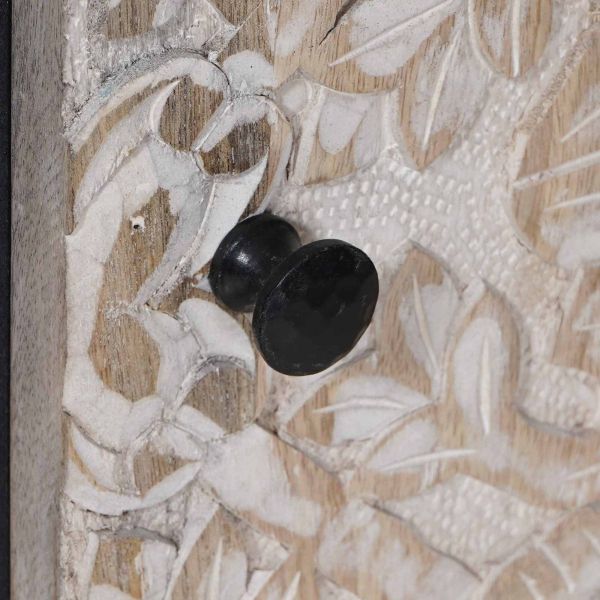 Служебен шкаф Бяло 90 x 33,5 x 75 см Солидно мангово дърво