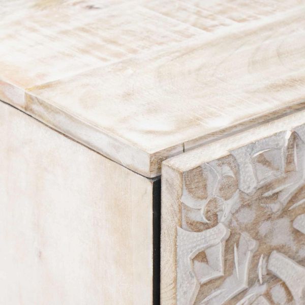 Висок шкаф с рафт Бяло 40 x 33,5 x 110 см Солидно мангово дърво