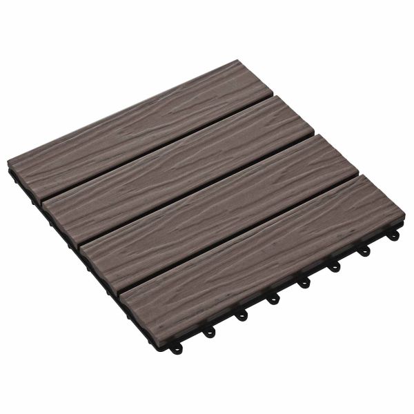 Плочка за decking 3D дизайн 11 pcs Тъмен кафяв 30 x 30 cm WPC