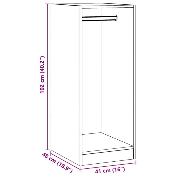 Гардероб, сив сонома, 48x41x102 см, инженерно дърво