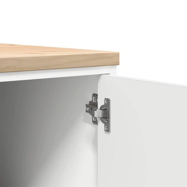 Гаражен шкаф за съхранение, бял, 30x51x85 см, бор масив