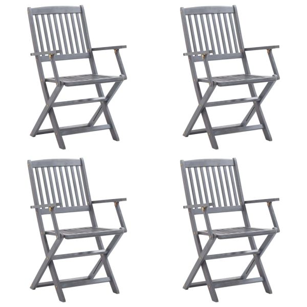Сгъваеми градински столове, 4 бр, възглавници, акация масив