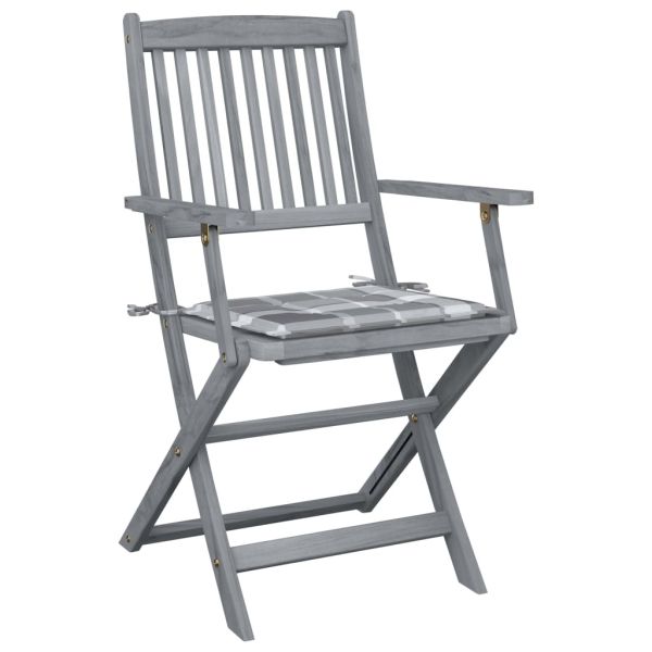 Сгъваеми градински столове, 4 бр, възглавници, акация масив