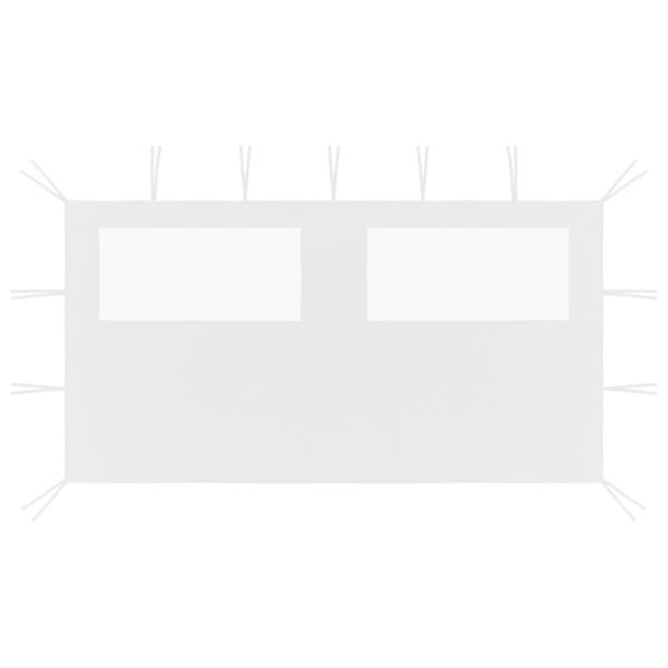 Странична стена за шатра с прозорци, 4x2 м, бяла