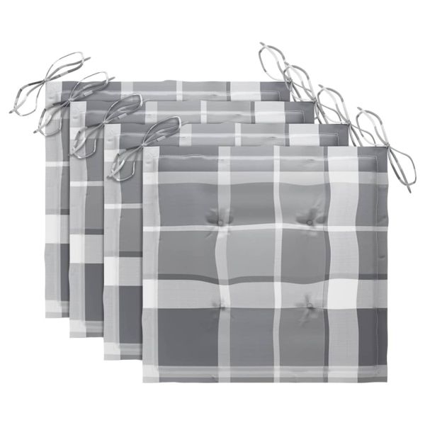 Сгъваеми градински столове с възглавници, 4 бр, тик масив