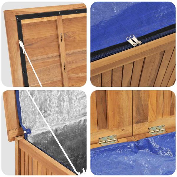 Градински сандък за съхранение, 90x50x58 см, тик масив