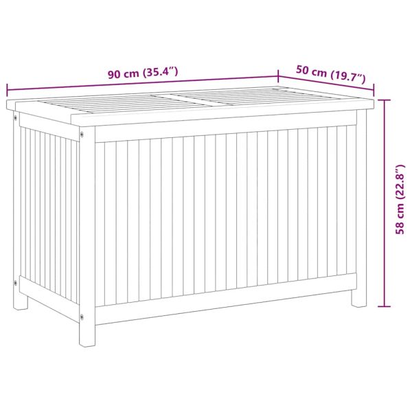 Градински сандък за съхранение, 90x50x58 см, тик масив