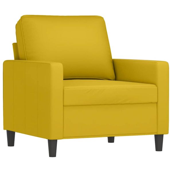 Комплект дивани от 3 части с възглавници, жълт, кадифе