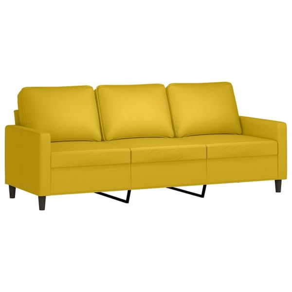 Комплект дивани от 4 части с възглавници, жълт, кадифе