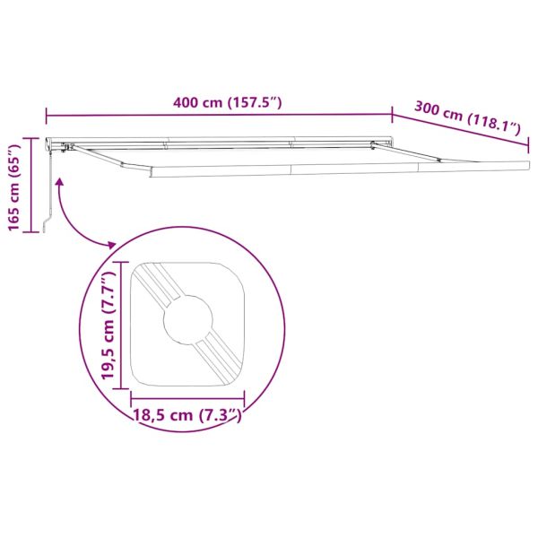 Ръчно прибираща се тента, бордо, 400x300 см