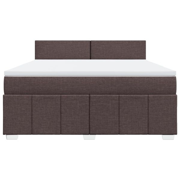 Боксспринг легло с матрак, тъмнокафяво, 180x200 см, плат