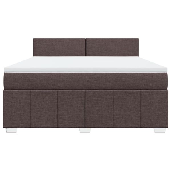 Боксспринг легло с матрак, тъмнокафяво, 180x200 см, плат