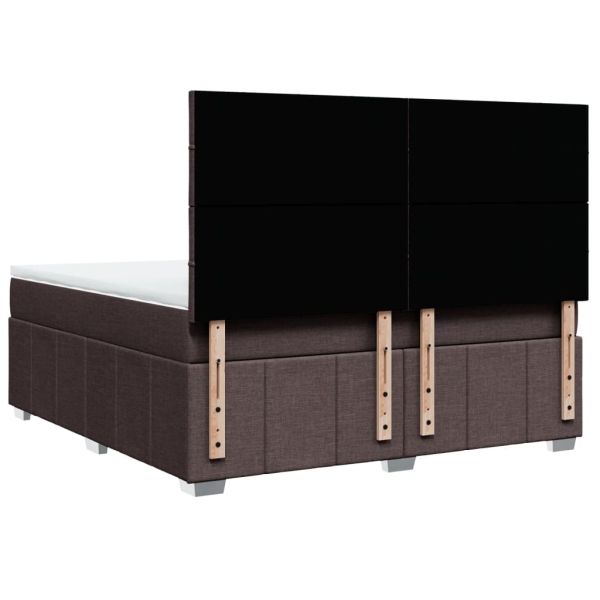 Боксспринг легло с матрак, тъмнокафяво, 180x200 см, плат