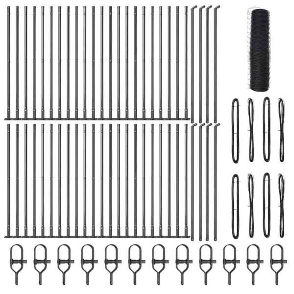 Стълб за ограда. Сив 100 x 0,6 м (50 мм мрежа) Стомана и PVC