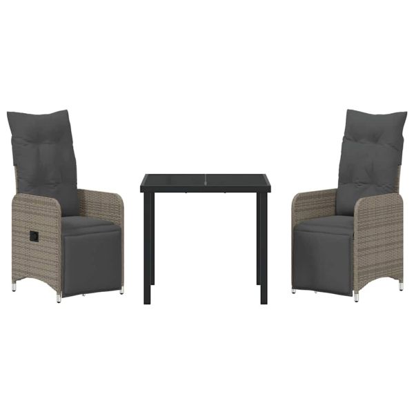 Комплект за хранене в градината 3 pcs Сив полиратан