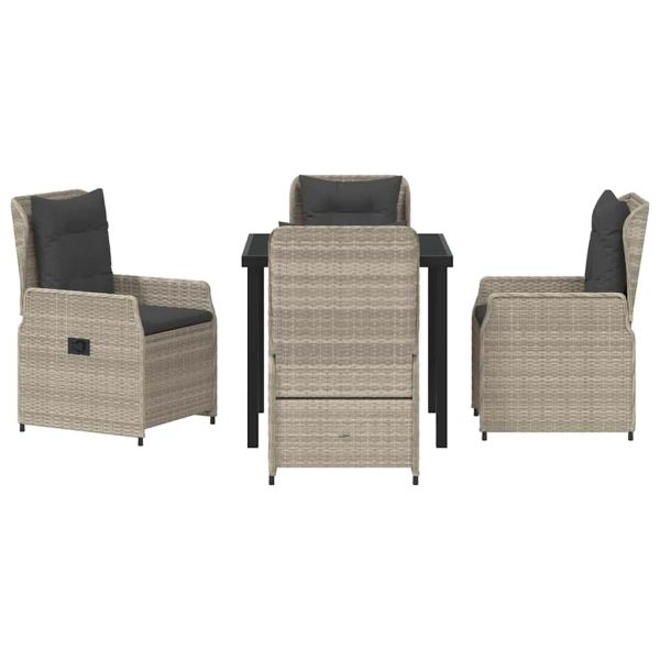 Комплект за хранене в градината 5 pcs Светлосиво полиратан