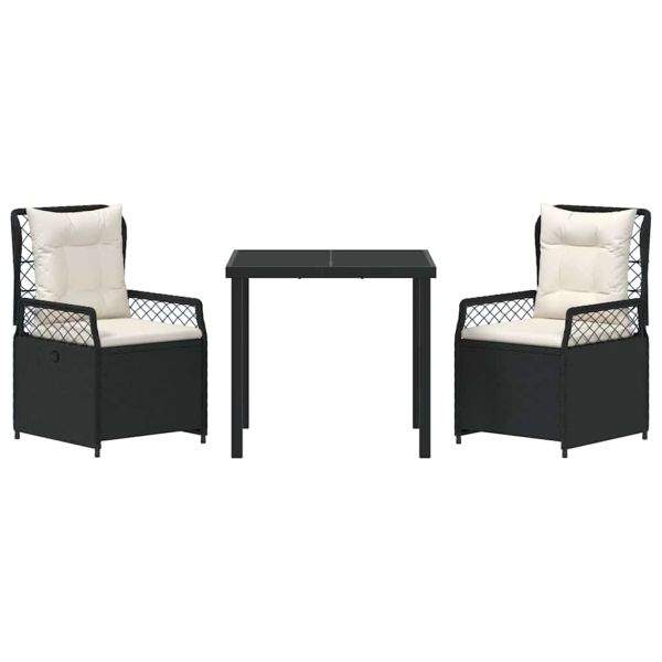 Комплект за хранене в градината 3 pcs Черно полиратан