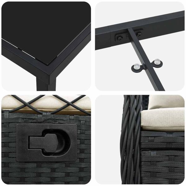 Комплект за хранене в градината 3 pcs Черно полиратан