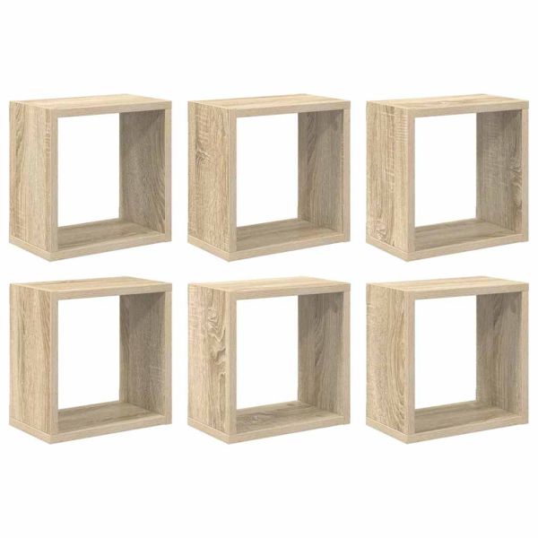 Стенни кубични рафтове, 6 бр, дъб сонома, 26x15x26 см