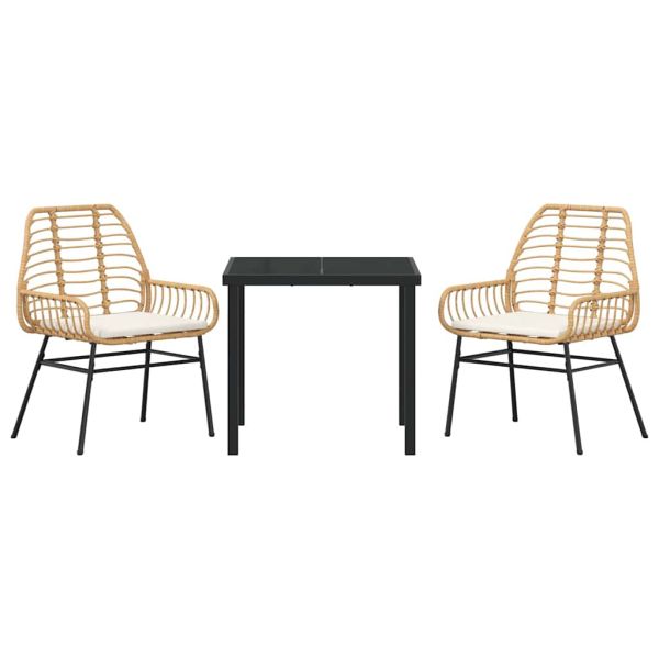 Комплект за хранене в градината 3 pcs Кафяво полиратан