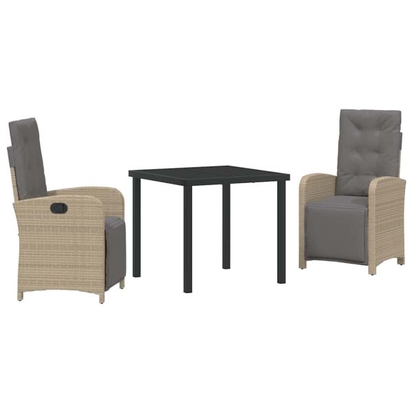 Комплект за хранене в градината 3 pcs Бежово полиратан