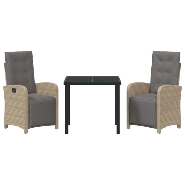 Комплект за хранене в градината 3 pcs Бежово полиратан