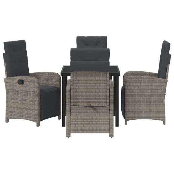 Комплект за хранене в градината 5 pcs Сив полиратан