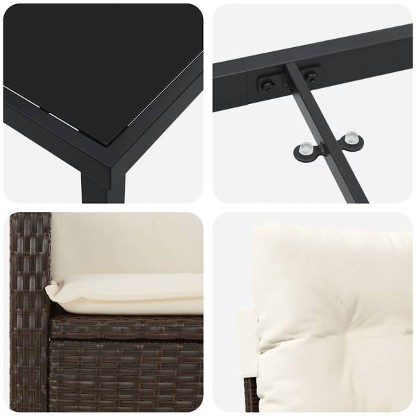 Комплект за хранене в градината 3 pcs Кафяво полиратан