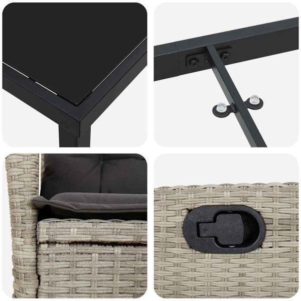 Комплект за хранене в градината 5 pcs Светлосиво полиратан