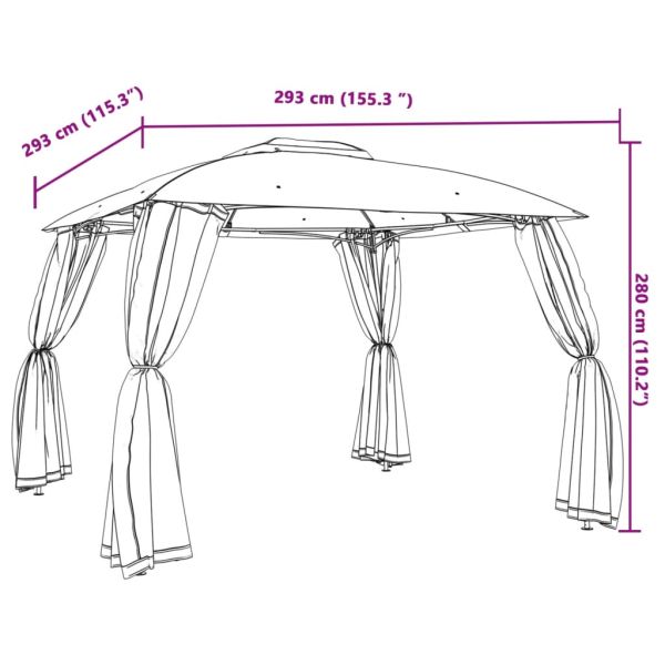 Шатра двоен покрив и мрежести стени таупе 2,93x2,93 м стомана