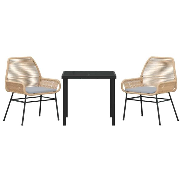 Комплект за хранене в градината 3 pcs Кафяво полиратан