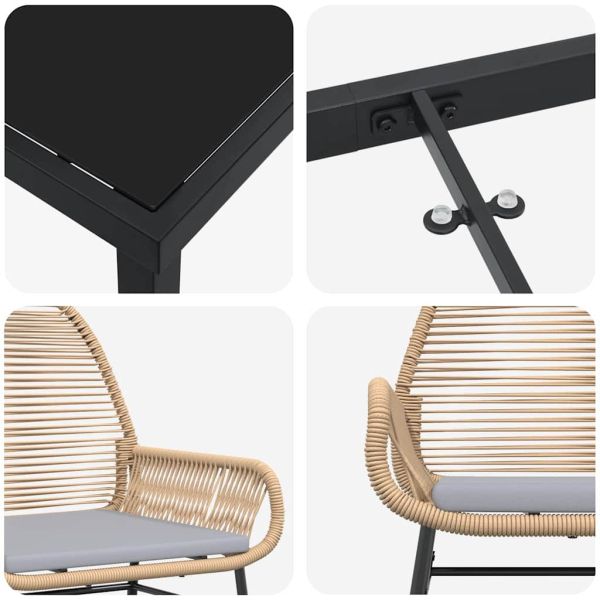 Комплект за хранене в градината 3 pcs Кафяво полиратан