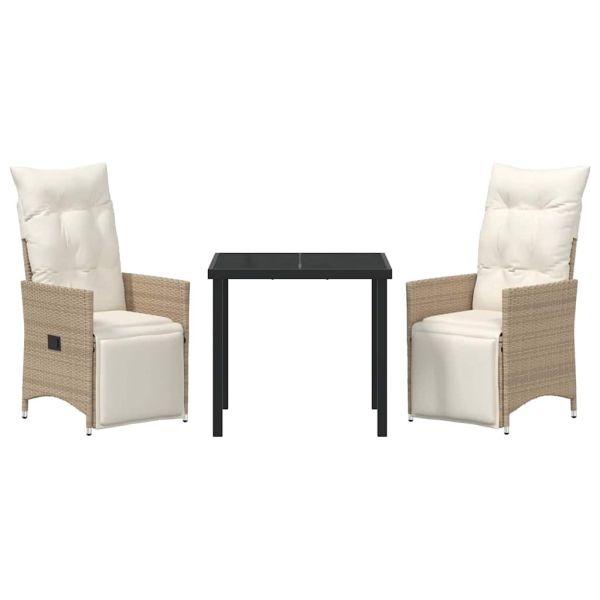 Комплект за хранене в градината 3 pcs Бежово полиратан