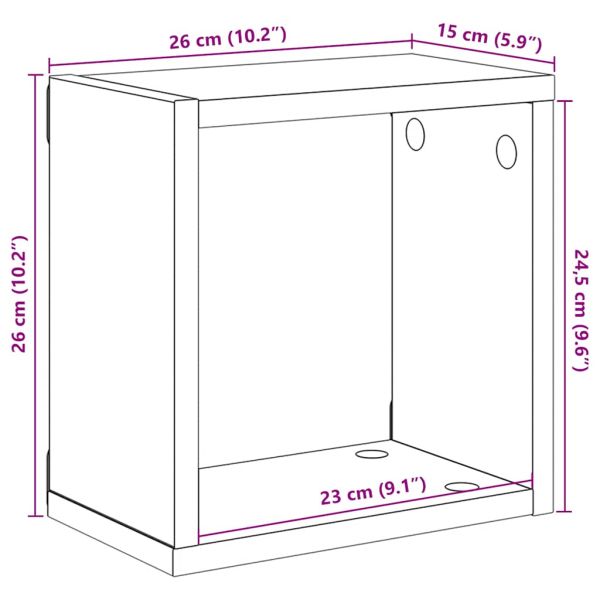 Стенни кубични рафтове, 4 бр, дъб сонома, 26x15x26 см