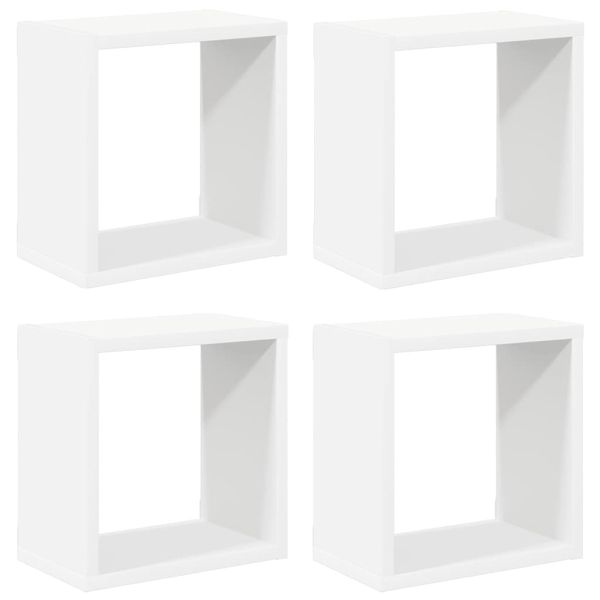 Стенни кубични рафтове, 4 бр, бели, 26x15x26 см