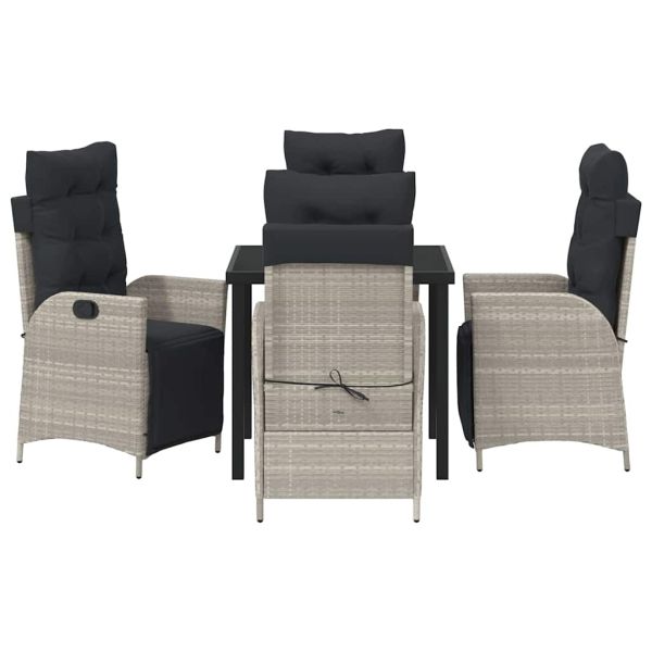 Комплект за хранене в градината 5 pcs Светлосиво полиратан