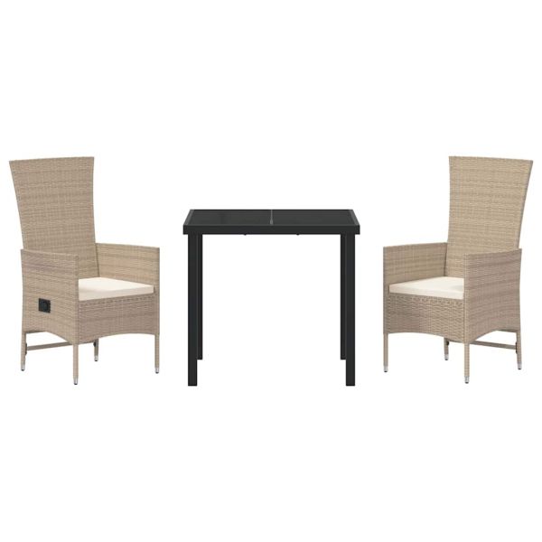 Комплект за хранене в градината 3 pcs Бежово полиратан