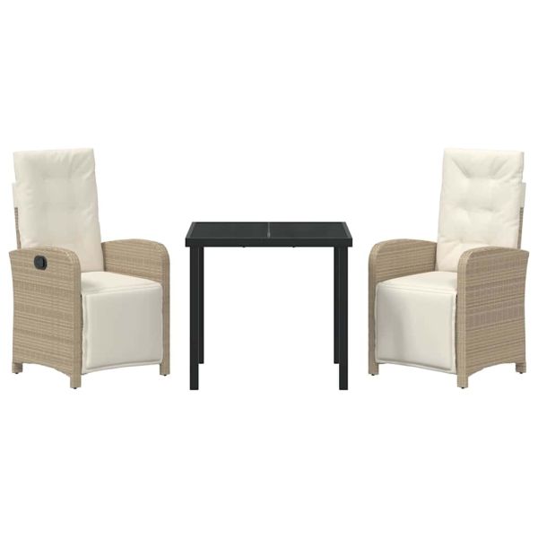 Комплект за хранене в градината 3 pcs Бежово полиратан